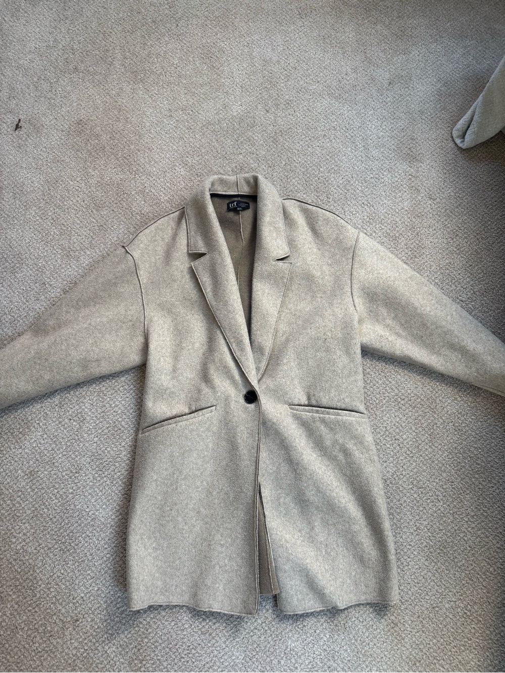 Zara Single-Button Pea Coat in Light Taupe